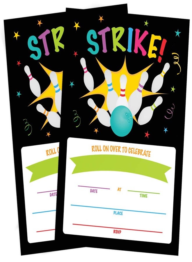 Printed Party Kids Birthday, Bowling Party, 20 Invitations and Envelopes - Image 4