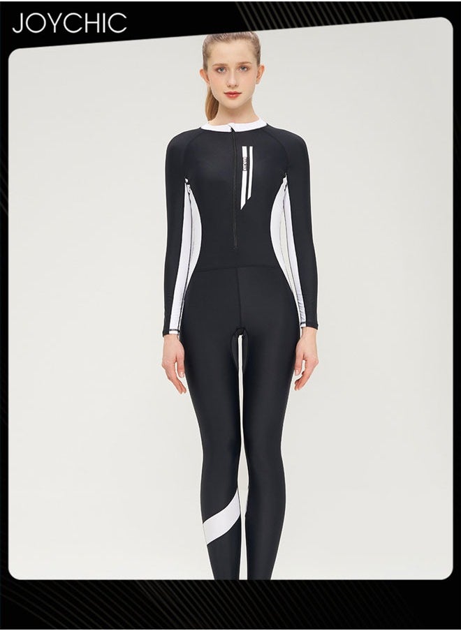 Joychic - Women Summer One Piece Rash Guard Swimsuit Zipper Front Bathing Suit Surfing Wetsuit UPF 50+ Sporty Swimwear for Outdoor Beach - Image 1