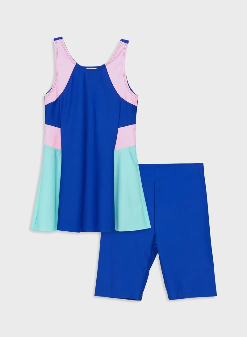 LC WAIKIKI Kids Color Block Swimsuit & Shorts