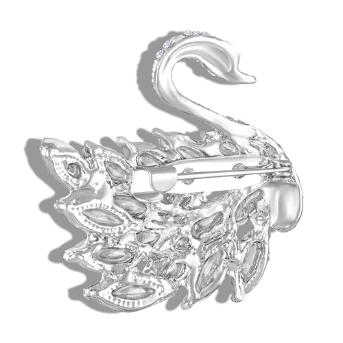 Mahi Sparkling White AB Crystals Swan-Shaped Brooch Clothing Accessories for Women | Saree Pin/Blazer Pin (BP1101265RWab) - Image 4