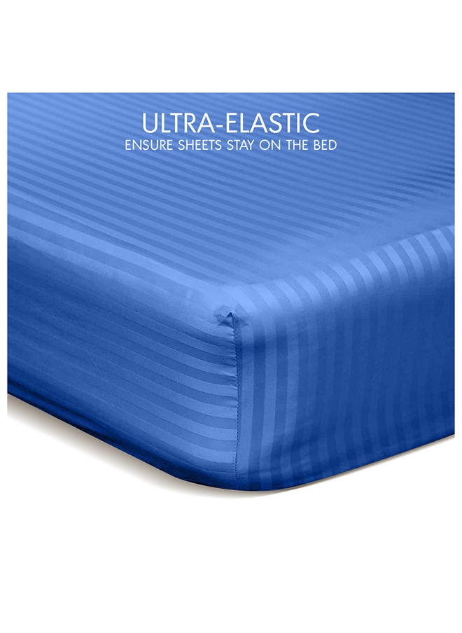 Hotel Linen Klub - Down Alternative Comforter  Set -Ultra Soft Brushed Stripe Microfiber Fabric, 200GSM Soft Fibersheet Filling, Size :Single 160 x 200cm , Color: Royal Blue - Image 1