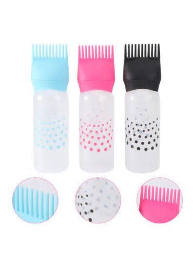 زجاجة تطبيق مشط الجذور - زجاجة تطبيق سعة 6 أونصات لصبغة الشعر وزيت الشعر مع مقياس متدرج - للاستخدام في الصالون والمنزل (قطعة واحدة) بألوان متنوعة HCDB3 - Image 1