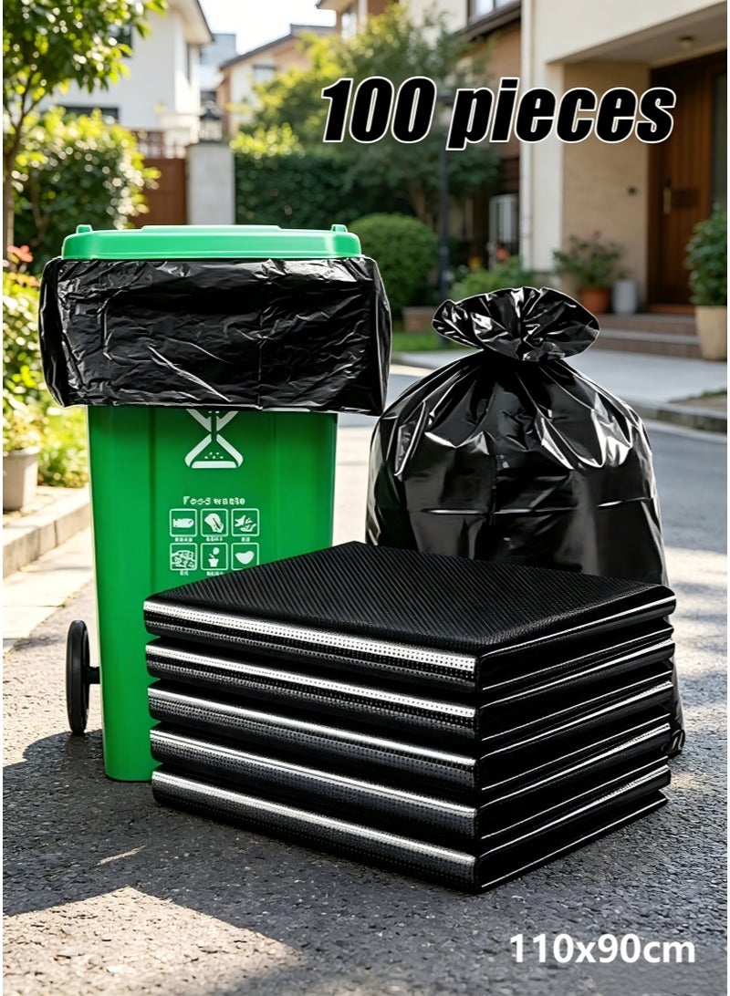 100 bags 110 x 90 cm Heavy-Duty Garbage Bags,55 Gallon Kitchen Garbage Bags,Household Cleaning Garbage Bags,Garbage Bin Bags,Garbage Bin Liners,Large Garbage bags for Contractors, Industrial, Garbage Bag,Home,Kitchen,Commercial,Outdoor, Municipal Bag - Image 1