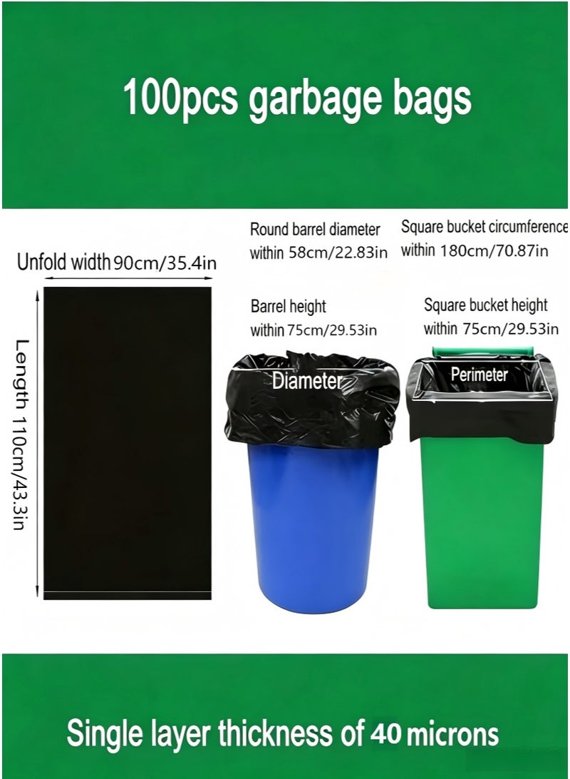 100 bags 110 x 90 cm Heavy-Duty Garbage Bags,55 Gallon Kitchen Garbage Bags,Household Cleaning Garbage Bags,Garbage Bin Bags,Garbage Bin Liners,Large Garbage bags for Contractors, Industrial, Garbage Bag,Home,Kitchen,Commercial,Outdoor, Municipal Bag - Image 2
