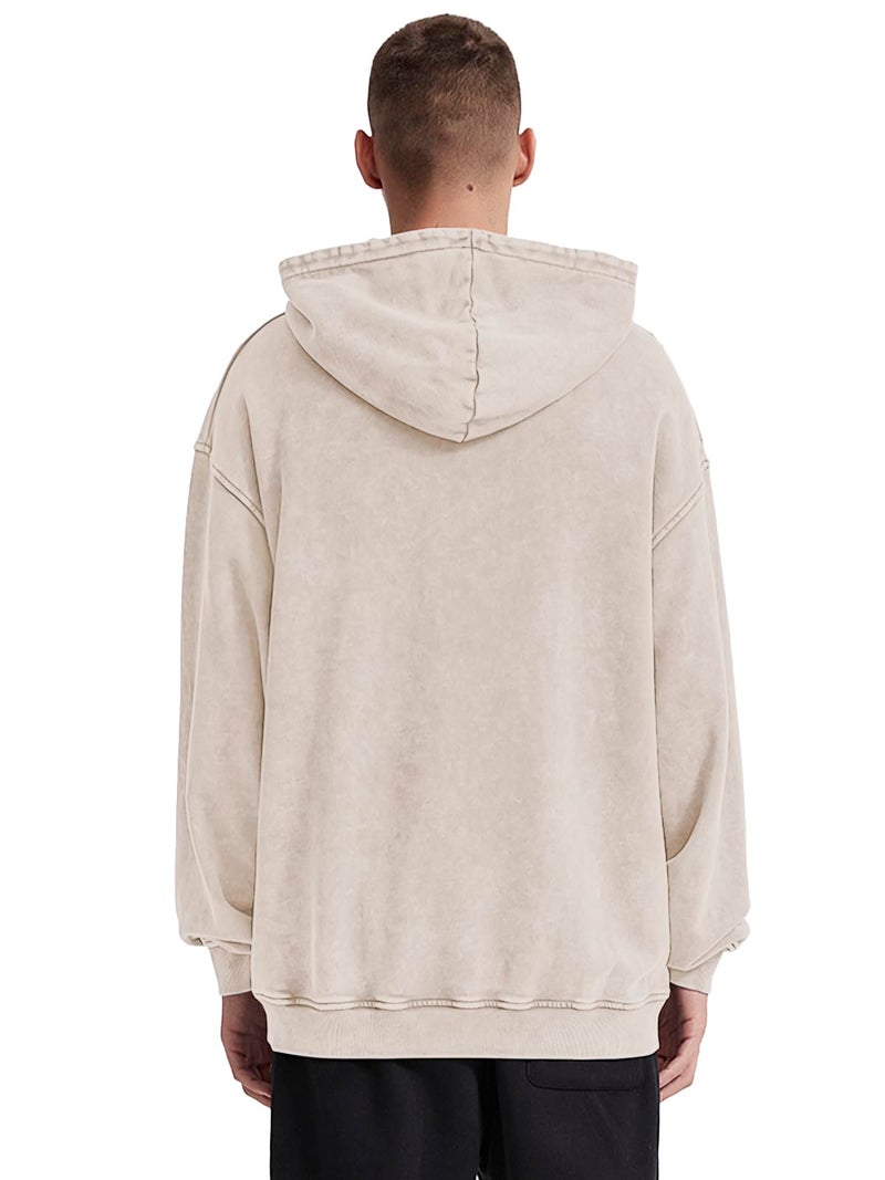 KEEPSHOWING Mens Oversized Hoodies Vintage Hoodie Couples Pullover Acid Wash Hoodies for Men Streetwear Sweatshirts(Beige(hooded) L) - Image 5