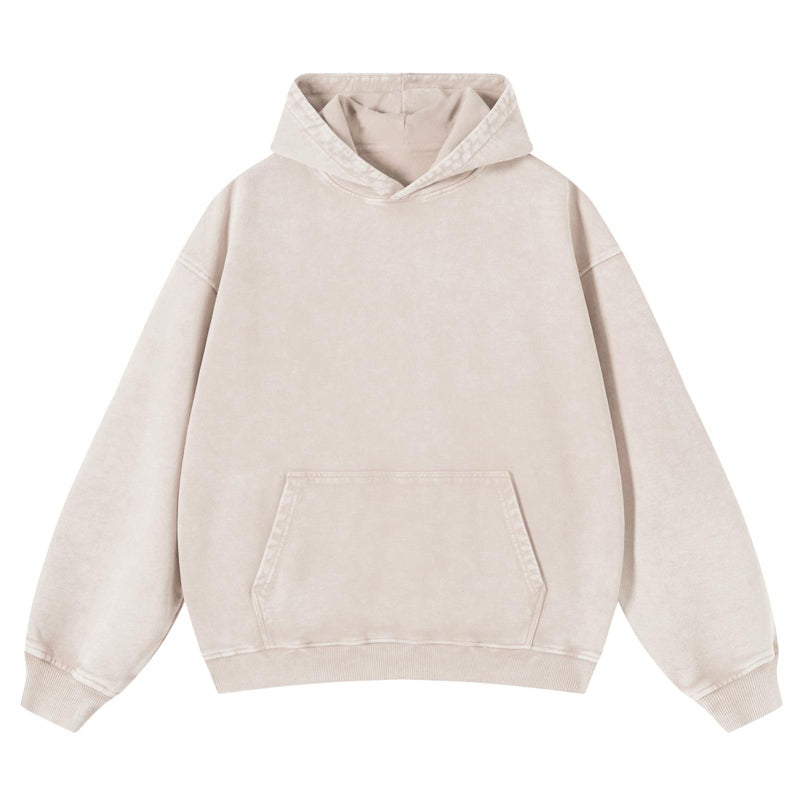 KEEPSHOWING Mens Oversized Hoodies Vintage Hoodie Couples Pullover Acid Wash Hoodies for Men Streetwear Sweatshirts(Beige(hooded) L) - Image 1