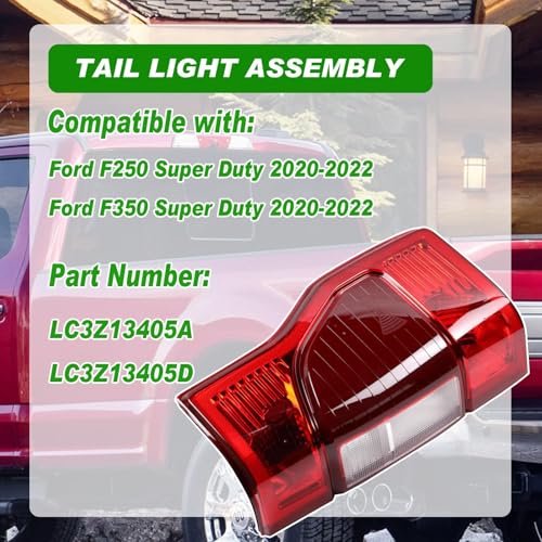 Lochnchn Tail Lights With Blind Spot Compatible with Ford F250 F350 Super Duty 2020 2021 2022 Rear Taillights Taillamp Assembly Halogen Left Driver Side - Image 2