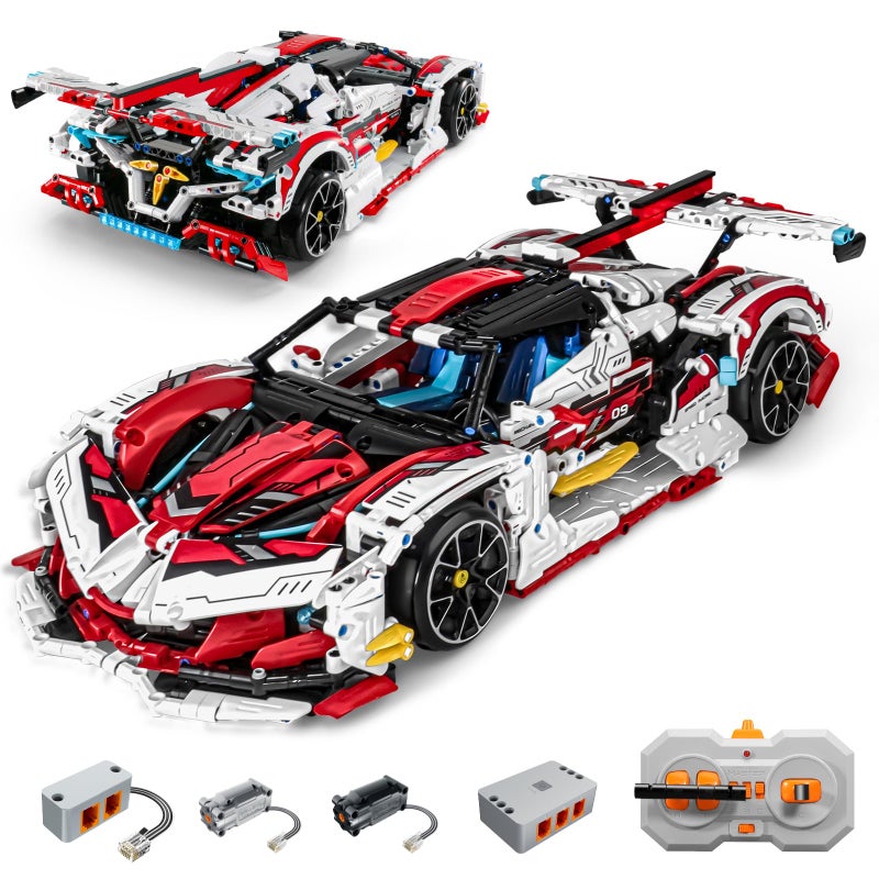 OWNONE 1 Super Car Building Kits with Easy Drifting Wheels Remote Control Function Electric GullWing Doors Collectible 110 Scale Model Technique Car Building Blocks Set for Adults 2277 PCS - Image 4