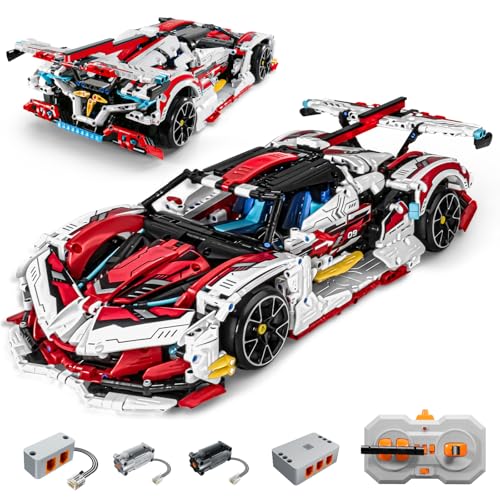 OWNONE 1 Super Car Building Kits with Easy Drifting Wheels Remote Control Function Electric GullWing Doors Collectible 110 Scale Model Technique Car Building Blocks Set for Adults 2277 PCS - Image 1