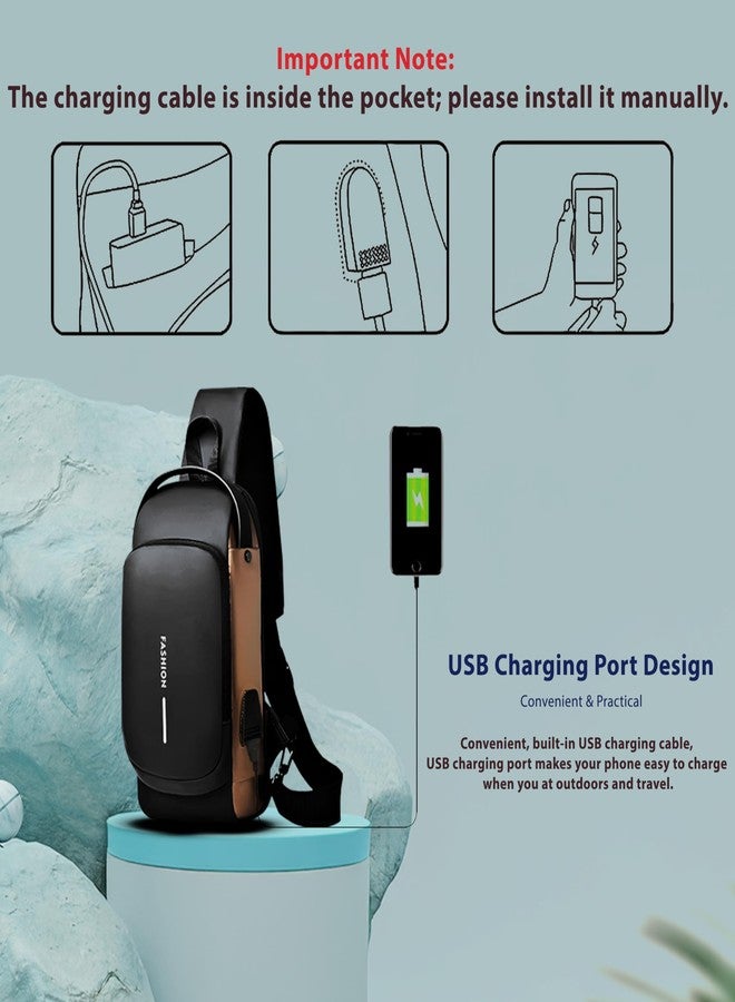 سنديا حقيبة كتف أنيقة للرجال والنساء من SNDIA، حقيبة صدر مضادة للسرقة مزودة بمنفذ شحن USB، حقائب مراسلة، حقيبة كتف عادية (أسود - 32 × 17 × 9 سم) - Image 3