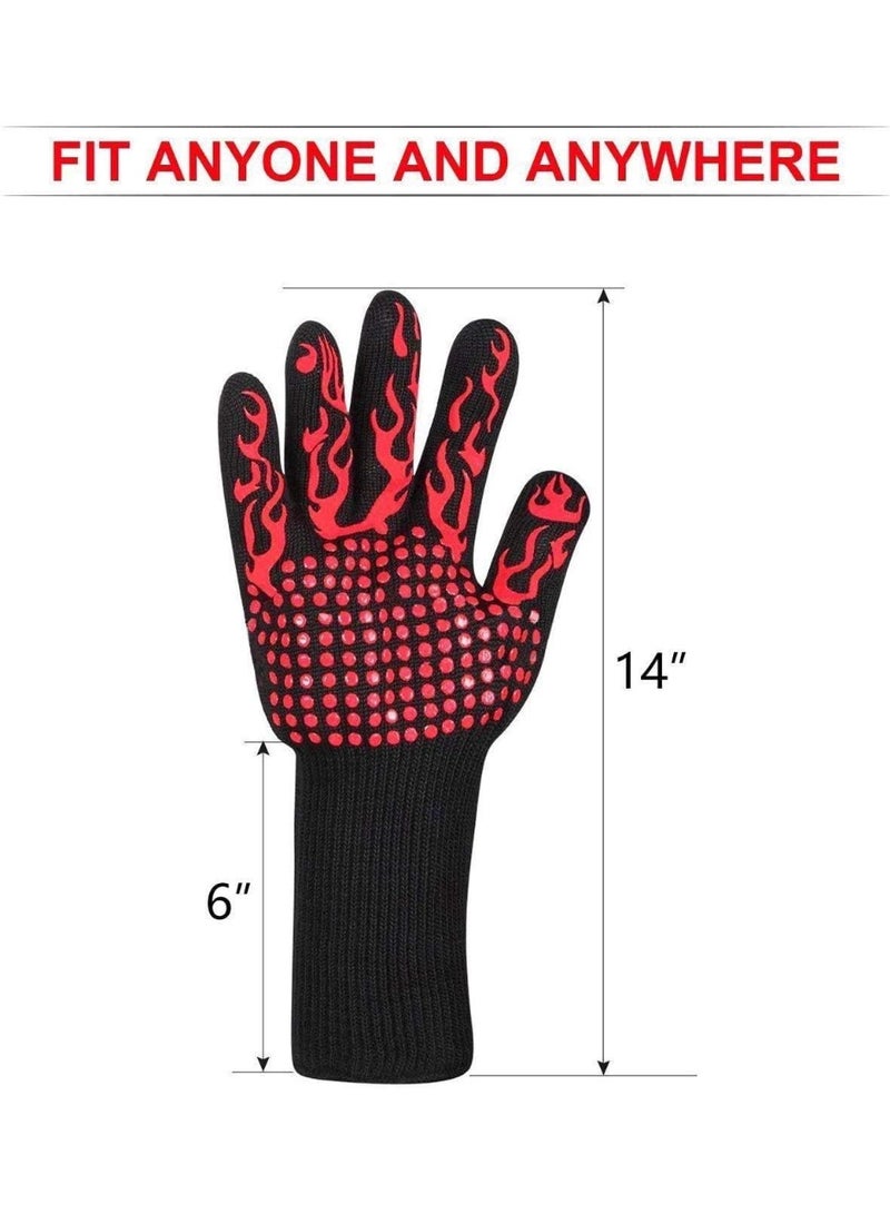 Multicolor BBQ Gloves Extreme Heat Resistant Grilling Gloves Non-Slip Oven Gloves for Outdoor Cooking Mitts for Barbecue, Grill, Cooking  - Image 2