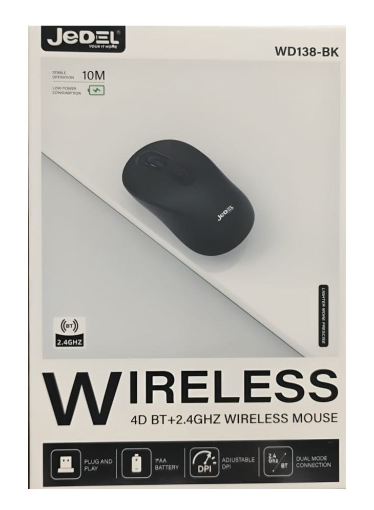 Jedel Wireless Bluetooth Mouse WD138-BK - Image 1