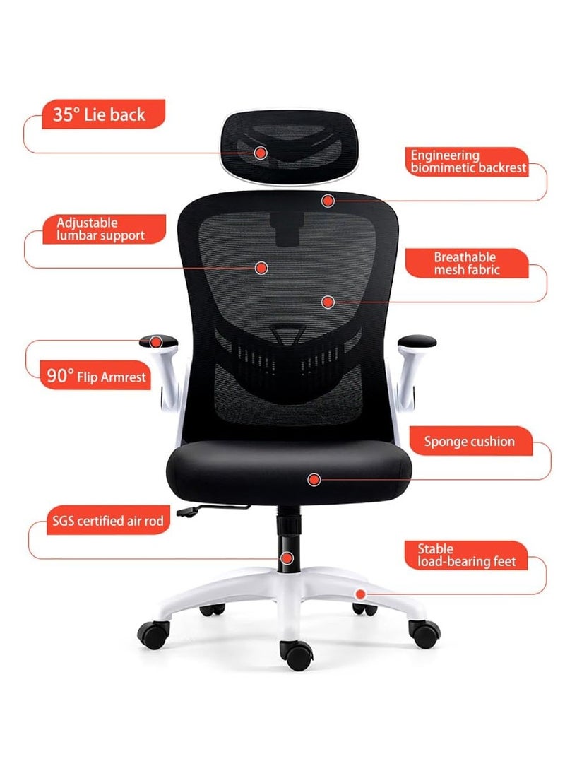 Generic Office Chair Computer Chair High Back Home Desk Chair with Support Backrest Headrest and Armrest ,Rolling Swivel Adjustable Task Chair（V3）  - Image 4