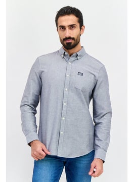 Men Regular Fit Long Sleeve Plain Casual Shirt, Grey