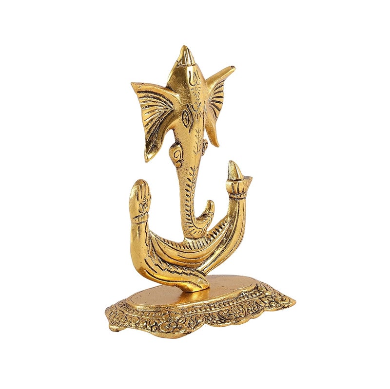HEYEARTH Lord Ganesh StatuesGanesha FigurineLord Ganesha Idol Statue for Home TempleOfficeGiftsGanpati Ganesha Idol for Home Decor Gold 7 Inches - Image 4