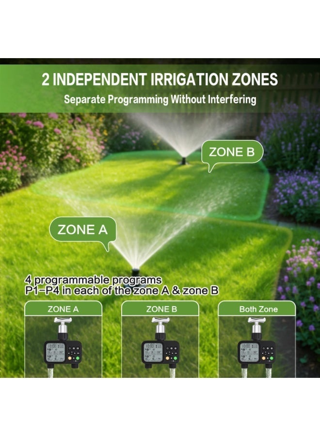 general Sprinkler Timer for Outdoor Garden Hose with Large LCD Display - 2 Outlet 8 Programmable Water Timer with Rain Delay & Manual/Automatic Modes Weatherproof Irrigation System for Yard Lawn - Image 2