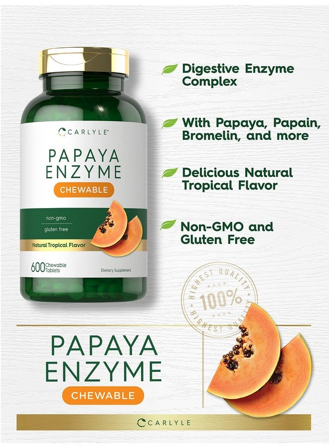 Carlyle Papaya Enzyme Chewable Tablets ; 600 Count ; Vegetarian Nongmo Gluten Free Formula ; Tropical Flavor - Image 3
