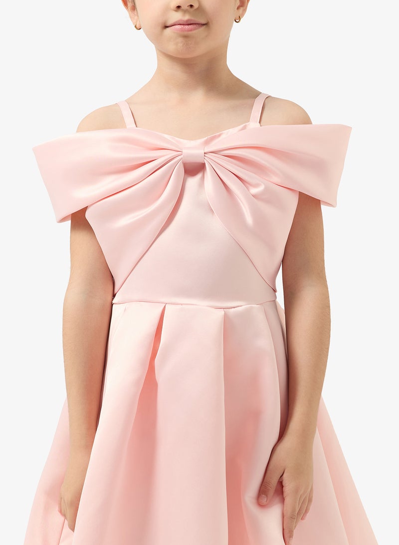 Pinata Pink Bow Cold Shoulder Occasion Dress - Image 3