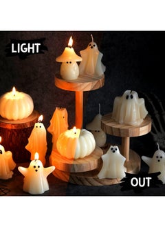 Mtlee MTLEE 12 Pcs Halloween Ghost Candles Large White Spooky Candle Halloween Decoration Candles Novelty Horror Ghost Pumpkin Decorative Burning Candle for Halloween Party Table Home Decor  - Image 4