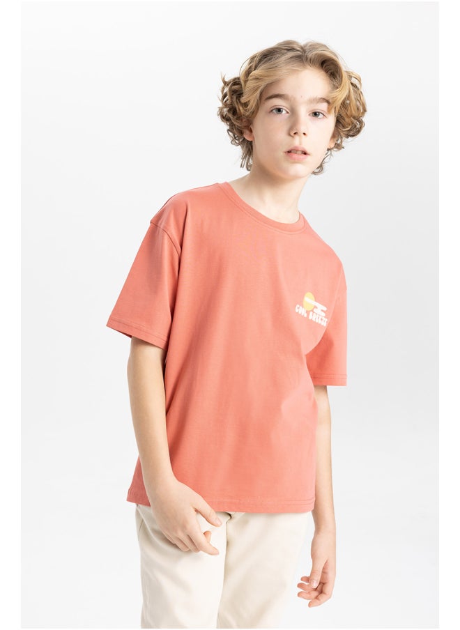 DeFacto - Boy Oversize Fit Crew Neck Knitted Short Sleeve T-Shirt - Image 1