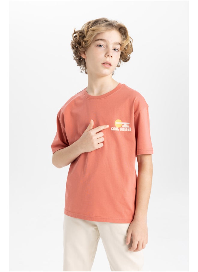 DeFacto - Boy Oversize Fit Crew Neck Knitted Short Sleeve T-Shirt - Image 1