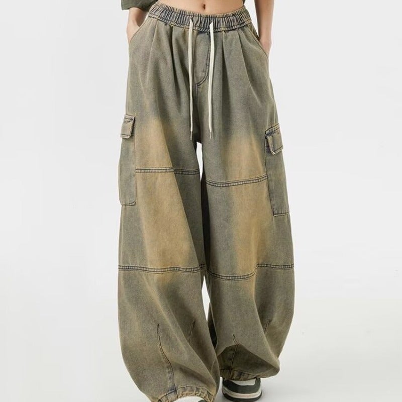 Japanese Style Tooling Pants For Men And Women American Style Street High Street Loose Wide-Legged Pants Girdle Trumpet Style Casual Pants - Image 4