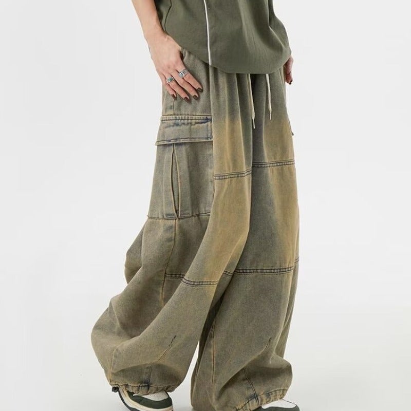 Japanese Style Tooling Pants For Men And Women American Style Street High Street Loose Wide-Legged Pants Girdle Trumpet Style Casual Pants - Image 3