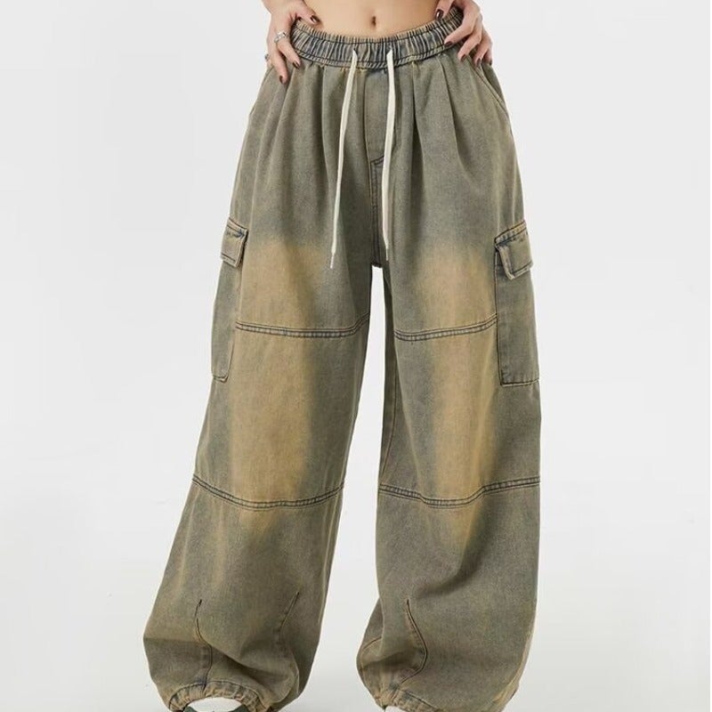 Japanese Style Tooling Pants For Men And Women American Style Street High Street Loose Wide-Legged Pants Girdle Trumpet Style Casual Pants - Image 2