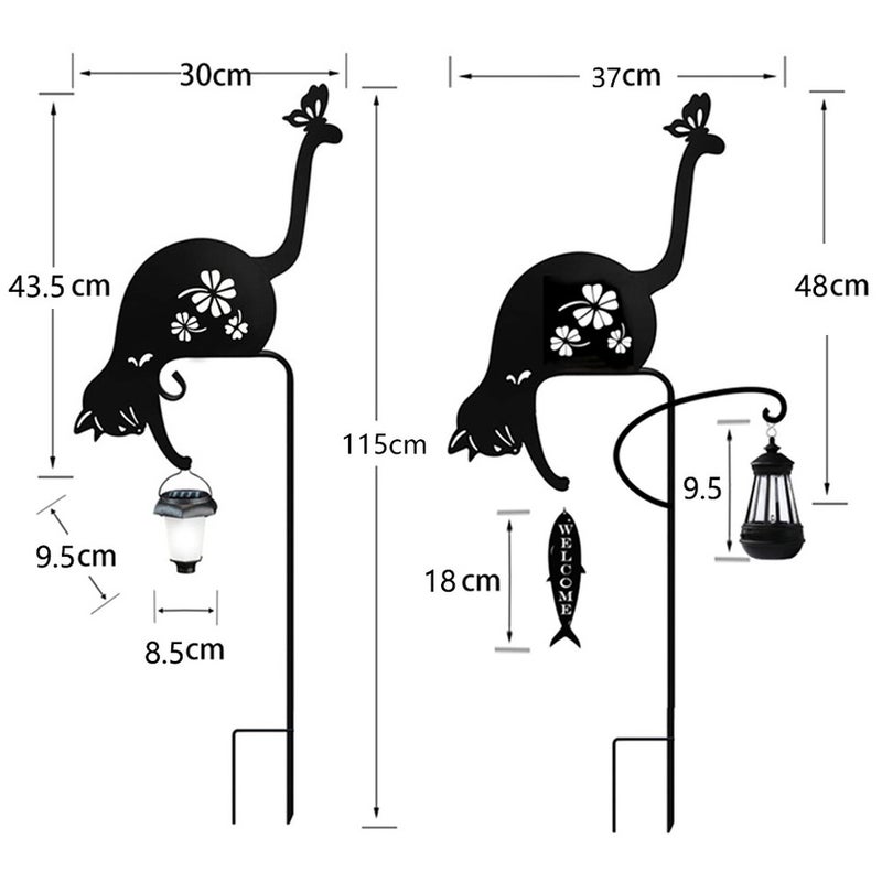 Outdoor Waterproof Lawn Stake Light Iron Cat Animal Shape for Home Garden Solar Decor - Image 5