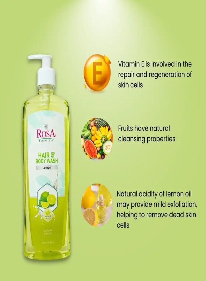 ROSA Hair & Body Wash | Enriched with Lemon, Vitamin E & Mixed Fruit Extracts | Deep Cleansing & Revitalizing Formula for Radiant, Bright Skin | Unisex | 500ml (Pack of 1) - Image 4