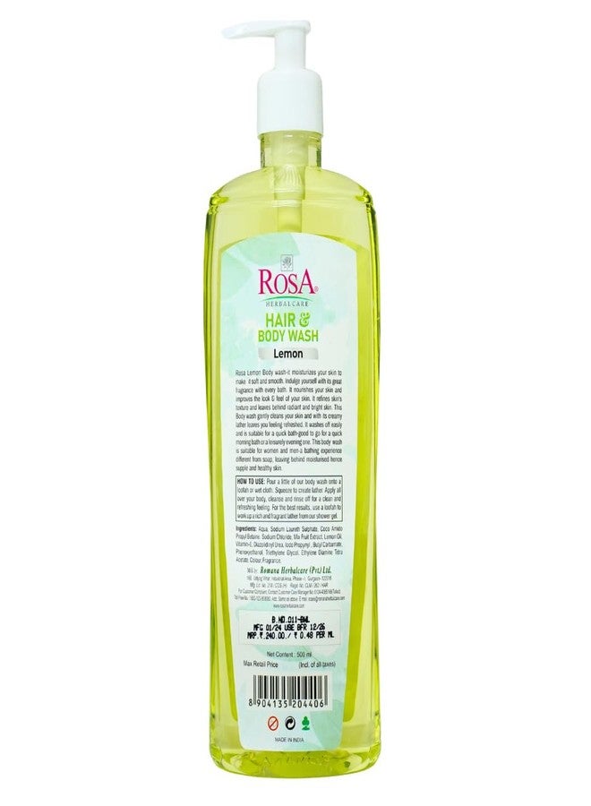 ROSA Hair & Body Wash | Enriched with Lemon, Vitamin E & Mixed Fruit Extracts | Deep Cleansing & Revitalizing Formula for Radiant, Bright Skin | Unisex | 500ml (Pack of 1) - Image 3