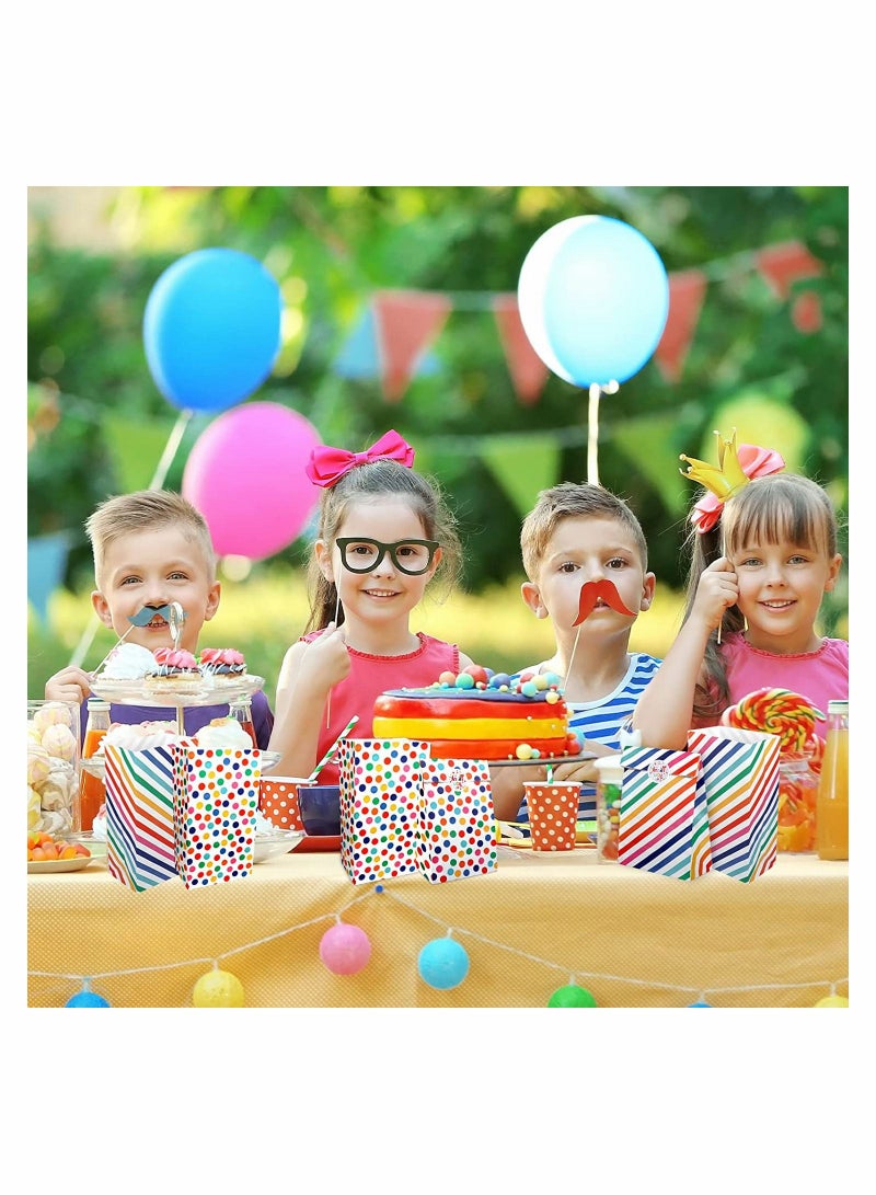 Excefore Kraft Paper Party Bags 20 PCS Rainbow Dots and Stripe Party Favor Bags, Candy Grocery Goodie Gift Treat Bags With 20PCS Thank You Stickers for Birthday Wedding Party - Image 2