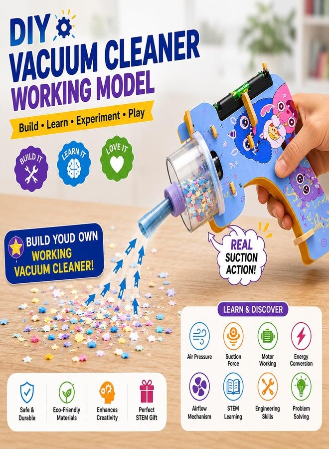 Kit4Curious® Vacuum Cleaner DIY Kit for Kids - Build & Reassemble STEM Science Working Model - Educational Engineering Toy Project - Image 2