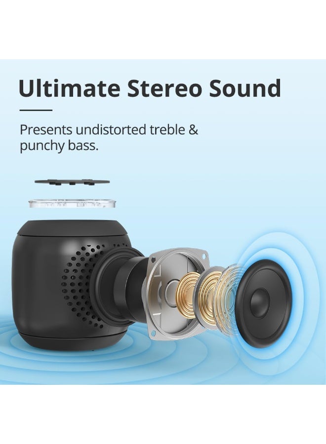Tronsmart T7 Mini 15W Portable Outdoor Speaker, Bluetooth 5.3, IPX7 Waterproof, 2500mAh Battery, Up to 18H Playtime, LED Light Modes, AUX & Micro SD/TF Card Support, Black - Image 5