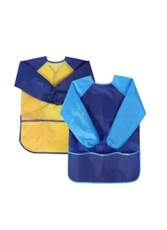 Y&D Kids Childrens Apron Art Smocks Waterproof Apron, Long Sleeve Children Painting Aprons with 3 Pockets for Painting, Pottery School, Baking, Cooking, Craft and Lab Activity  - Image 1