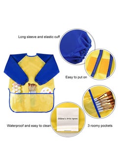 Y&D Kids Childrens Apron Art Smocks Waterproof Apron, Long Sleeve Children Painting Aprons with 3 Pockets for Painting, Pottery School, Baking, Cooking, Craft and Lab Activity  - Image 2