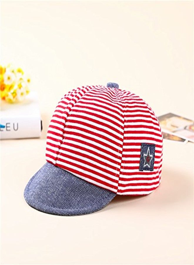 Ziory 1Pc Red Fashion Baby Hats for Boys Girls Baseball Cap Children Snapback Cap Boys Mesh hat Cotton Striped Summer Cap for Baby Girls and Baby Boys (6-9 Months) - Image 4