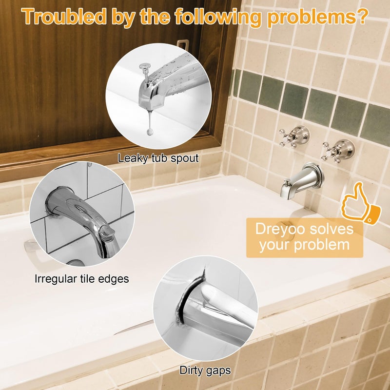 Dreyoo Slip On Diverter Tub Spout with Metal Cover Ring and Foam Gasket, Compatible with Kohler GP85556-CP, Bathroom Bathtub Faucet Set Replacement Fits 1/2'' Copper Water Tube(Brushed Nickel) - Image 4