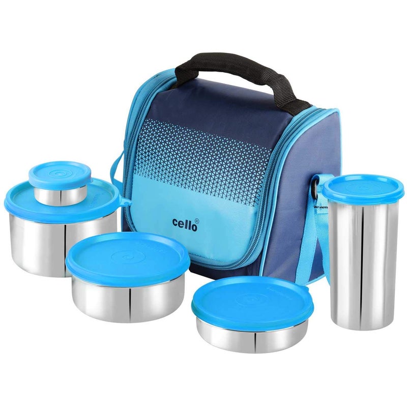Cello CELLO Plastic MF Matiz Lunch Box Combo | Stainless Steel Lunch Box and Tumbler Set | Lunch Box with Jacket and Handle | Ideal for Office  - Image 1