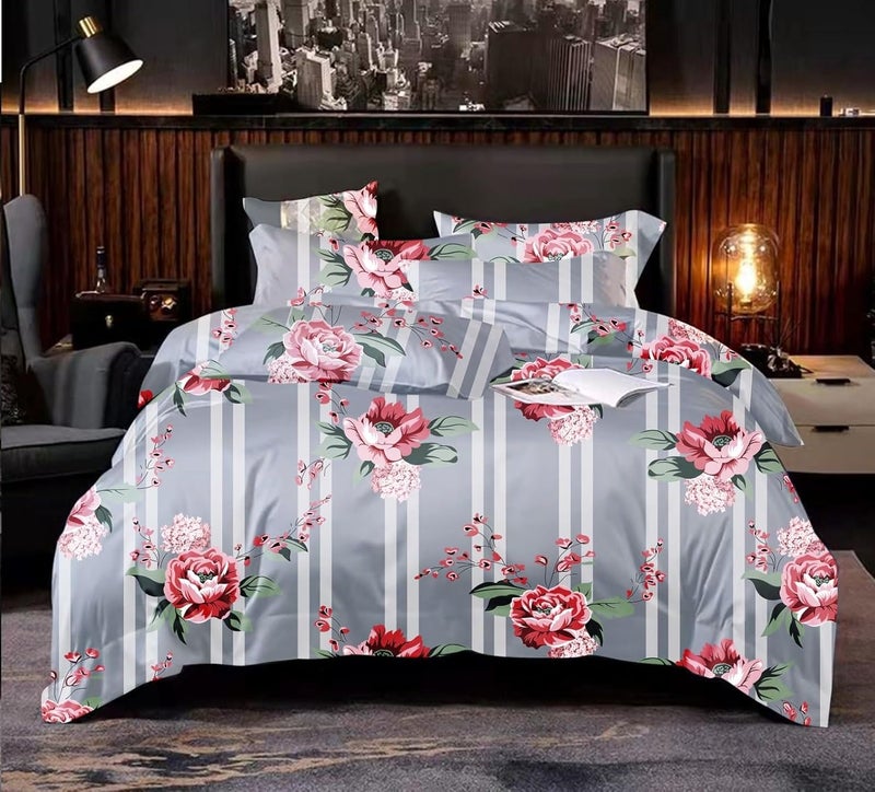 AMEYAA AMEYAA 350 TC Cotton Feel Glace Cotton All Around Elastic Fitted Bedsheets King Size Premium Super Soft Fitted Bedsheet King Size for Double Bed Fits Up to 8 to 10 Inches 78 x 72 Grey Line 