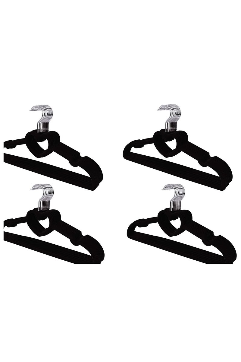 20-Piece Velvet Cloth Clothes Hangers with 360-Degree Rotating Hooks and Non-Slip Hangers Black - Image 1