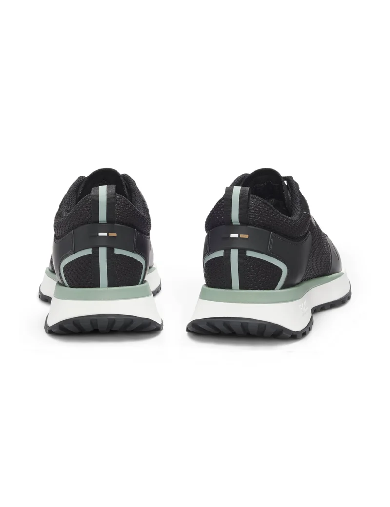 BOSS Mixed-material trainers with mesh details and branding