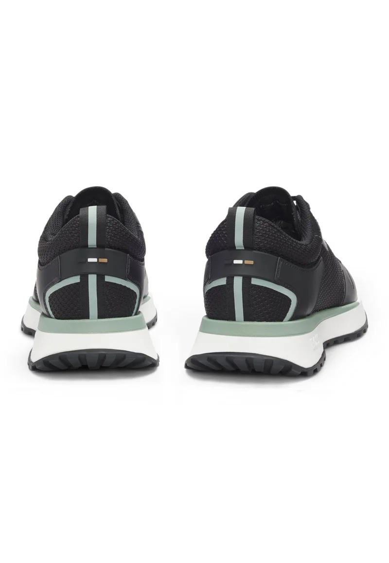 BOSS Mixed-material trainers with mesh details and branding