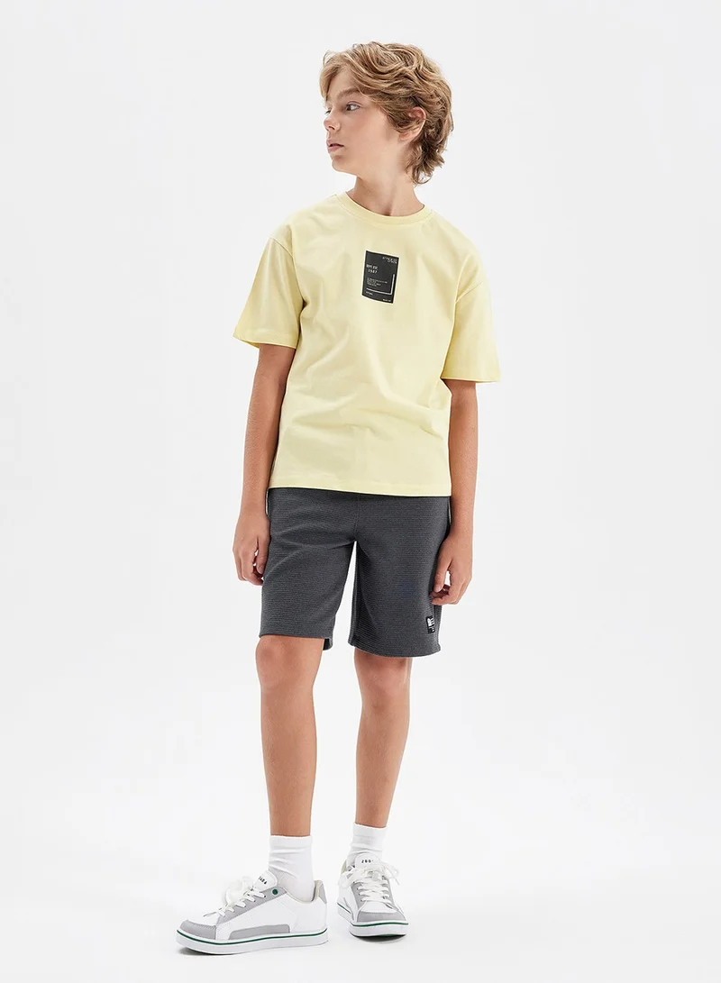 DeFacto Oversized Fit Crew Neck Text Printed Short Sleeve T-Shirt