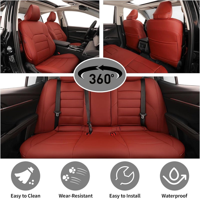 EKR Burgundy Leather Seat Covers for Toyota Camry L, LE, SE 2018-2024 & SE Nightshade 2020-2024 - Image 4