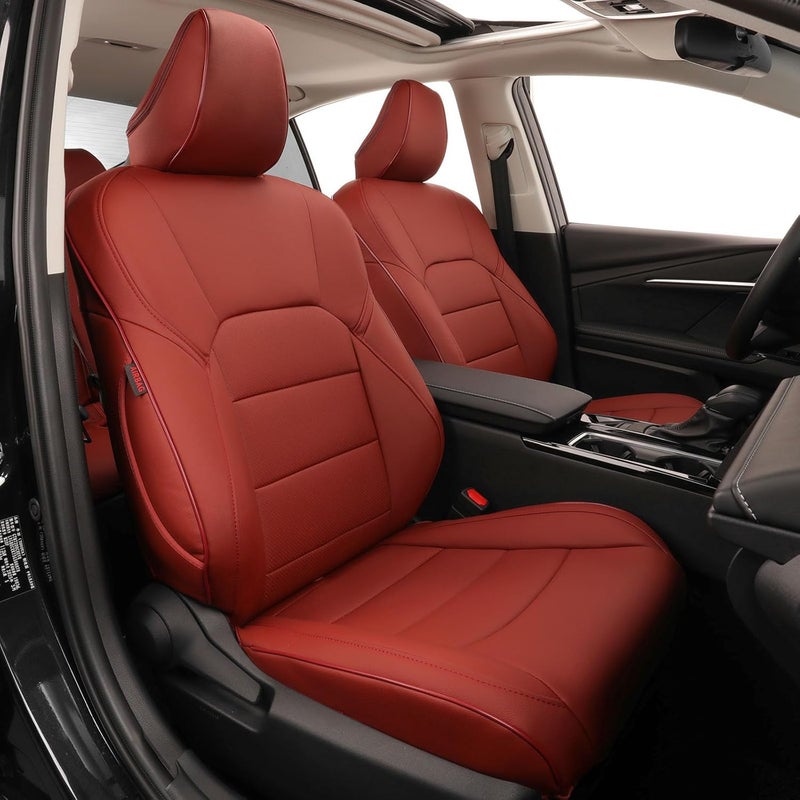 EKR Burgundy Leather Seat Covers for Toyota Camry L, LE, SE 2018-2024 & SE Nightshade 2020-2024 - Image 1