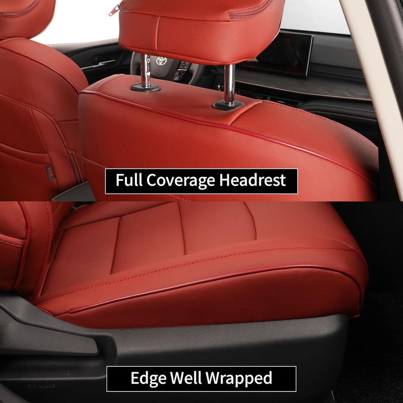 EKR Burgundy Leather Seat Covers for Toyota Camry L, LE, SE 2018-2024 & SE Nightshade 2020-2024 - Image 2
