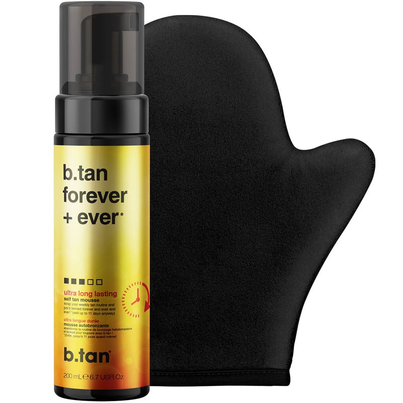 b tan b.tan Ultra Long Lasting Self Tanner Kit | Forever Bundle - Best Dark Sunless Tan Mousse, Lasts Up to 11 Days, Tanning Mitt Applicator, 1 Hour Express Foam, Fast, No Fake Tan Smell, 6.7 Fl Oz - Image 1