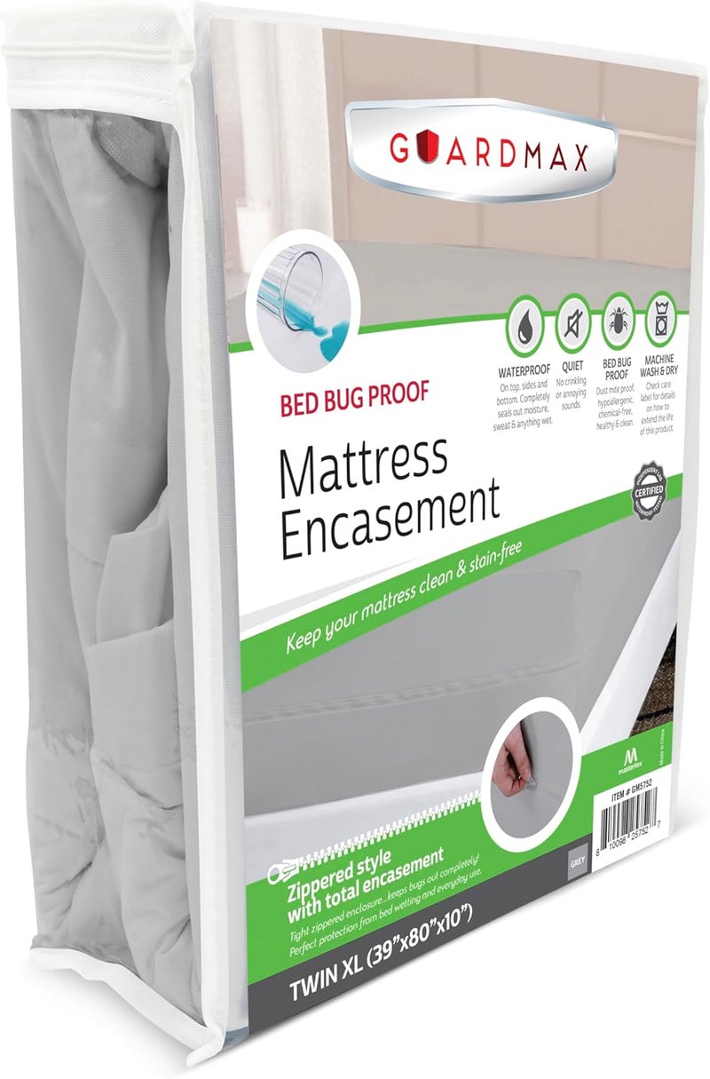 Guardmax Jersey Knitted Twin XL Zippered Mattress Encasement - Waterproof & Bed Bug Proof Mattress Protector - Comfortable, Soft, and Noiseless Zippered Bedding - Dust Mite Proof (39 x 80 x 10) - Image 1