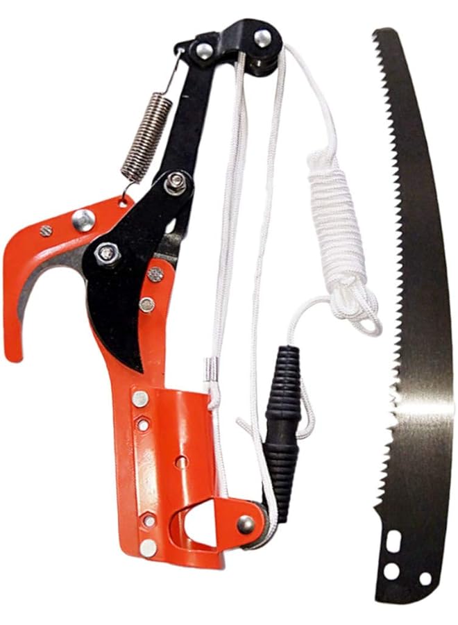 PROMASS بروماس 1 مجموعة من مقص الأشجار مع أداة تقليم طحن ثلاثية الجوانب للحديقة والفناء والمنتزه (أحمر + فضي) - Image 1